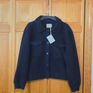 Dudley Stephens Shacket Navy Blue Vello Fleece Button Front Jacket XXL‎